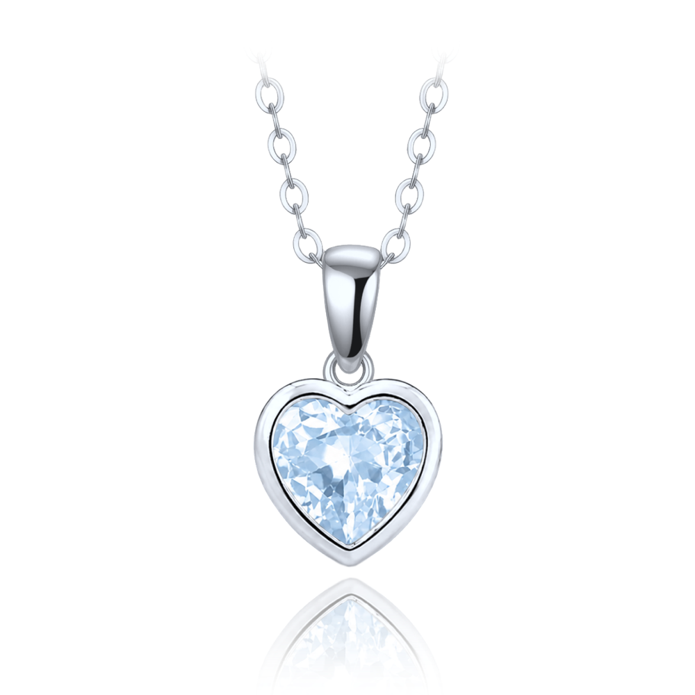 MINET Children's silver necklace HEART with light blue zircon