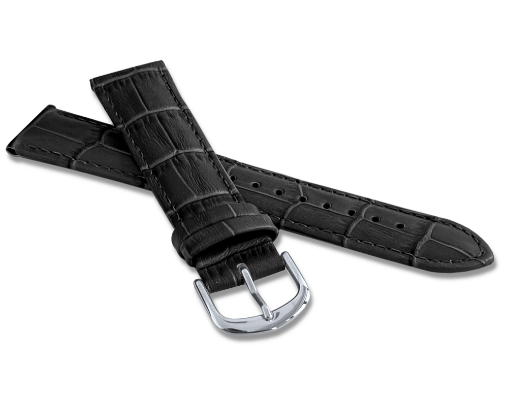 Černý prošitý řemínek CROCO - 14