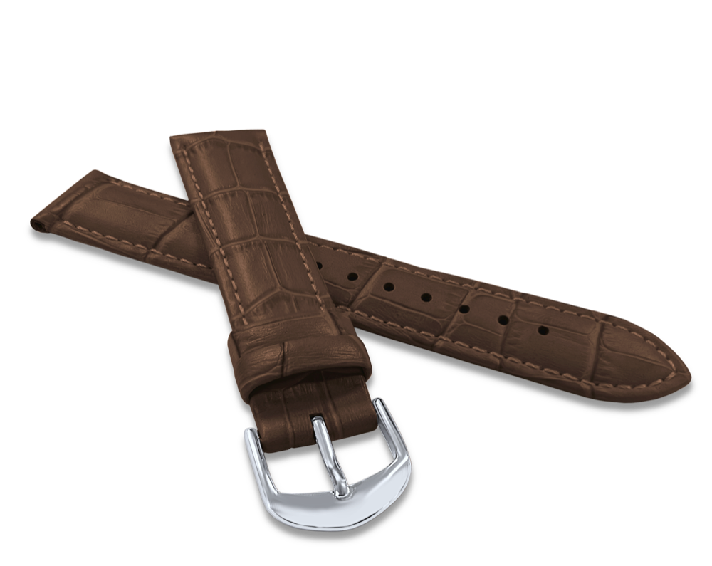 Tmavě hnědý prošitý řemínek CROCO - 14