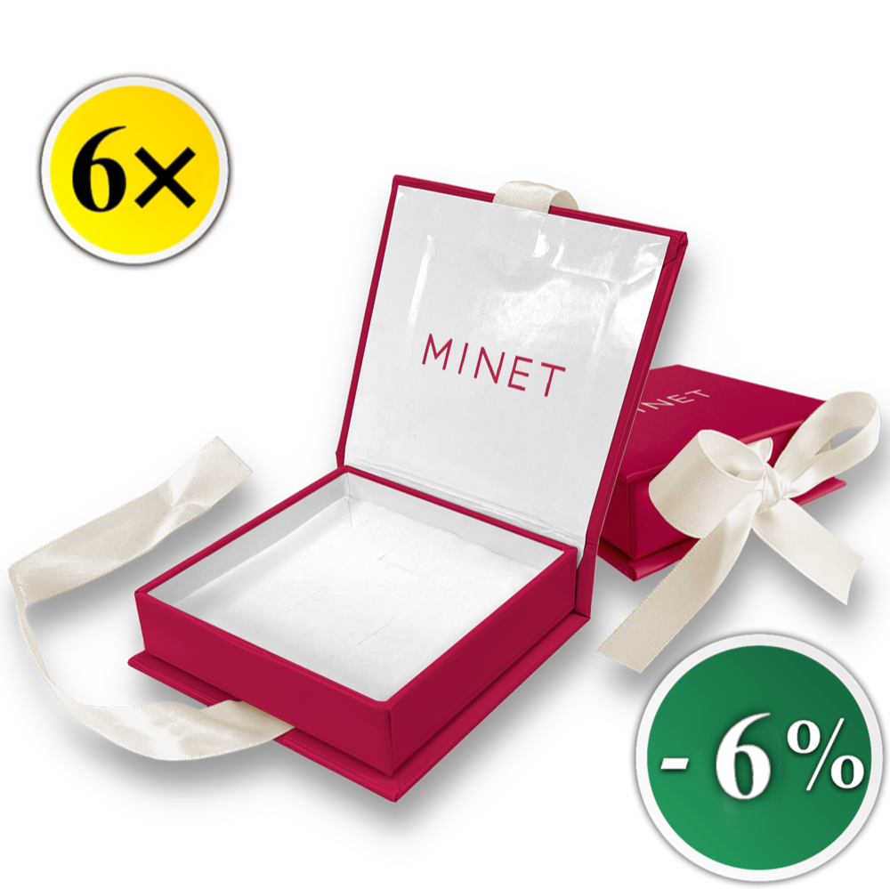 MINET PREMIUM Sada 6 ks Tmavě růžová magnetická krabička na šperky s béžovou stuhou - 8 x 8 x 2,5 cm - SLEVA 6%