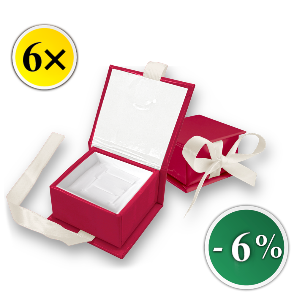 MINET Sada 6 ks Tmavě růžová magnetická krabička na šperky s béžovou stuhou - 5 x 5 x 3 cm - SLEVA 6%