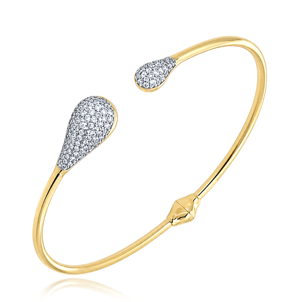 MINET Elegantní zlatý pevný náramek kapka se zirkonem Au 585/1000 4,40g