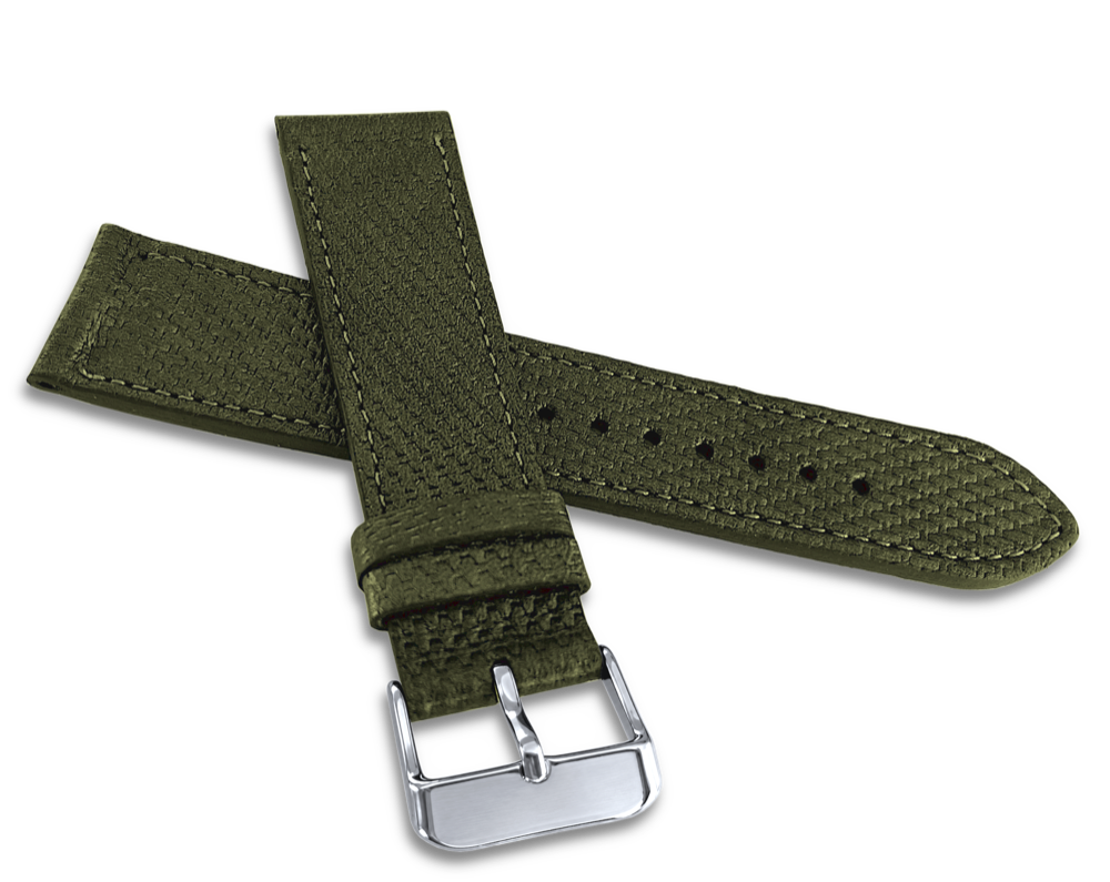 LAVVU Metalický zelený řemínek BRAID METAL z luxusní kůže Top Grain
